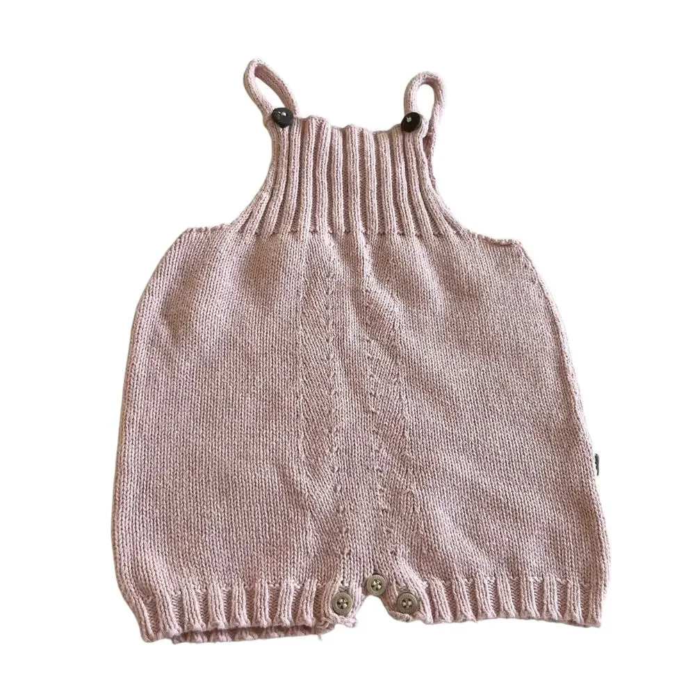Oeuf Girls Pink Knit Summer Romper - Size 3 Months